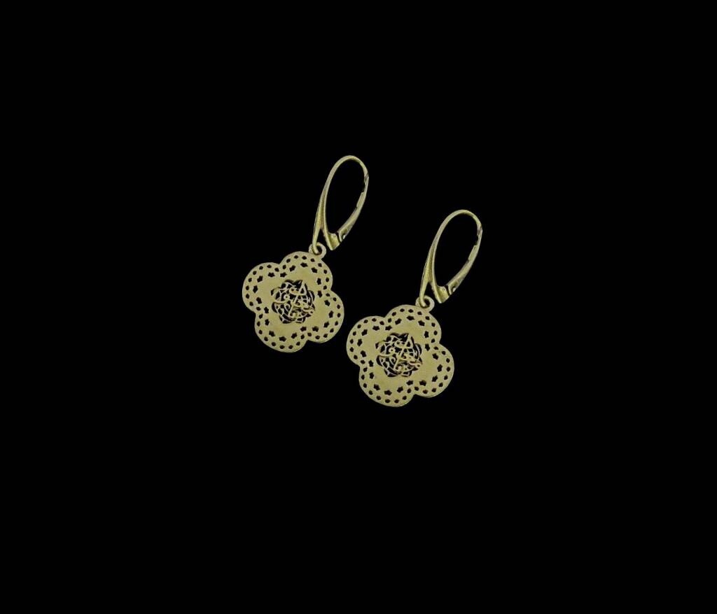 SMALL CLOVER GOLD PLATED EARRINGS FRENCH HOOK