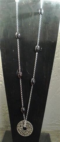 LARGE DISC ON SILVER CHAIN W LARGE YOUSOR ON SILVE