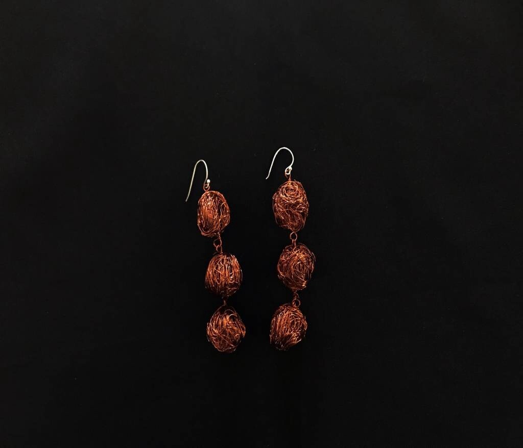 3-Tier Copper Bead Earrings