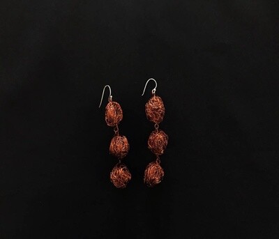 3-Tier Copper Bead Earrings