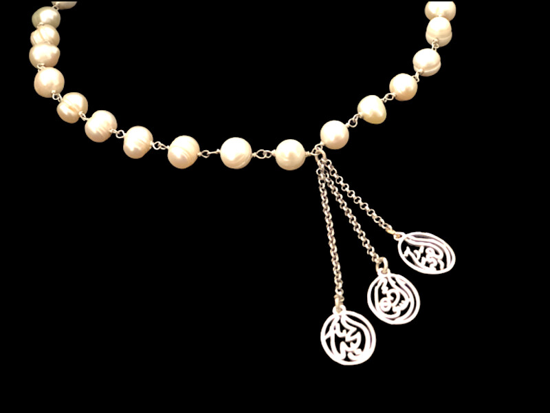 PEARL WIRE NECKLACE WITH TASSEL AND 3 SALAM WORDS