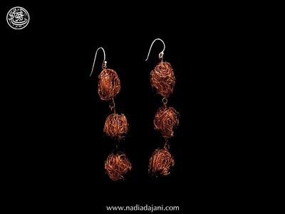 3-Tier Copper Bead Earrings