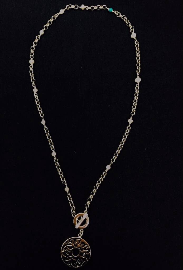 MASHA ALLAH DISC ON THICK CHAIN &amp; STONES WITH FRONT CLOSURE