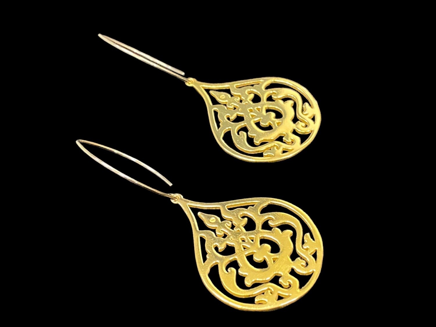 Small Oval Hook with Large Gold Plated Arabesque Earrings