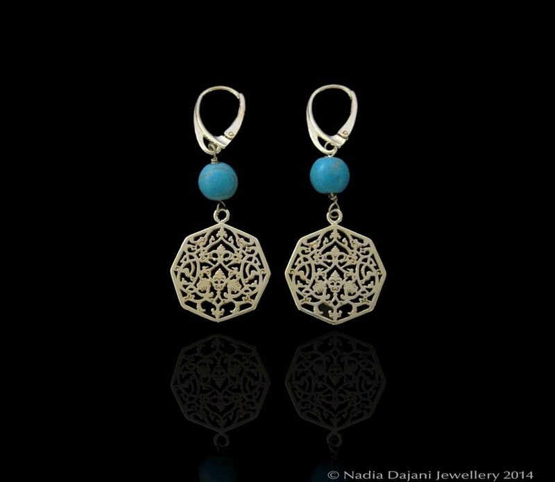 OCTAGON EARRINGS WITH GEMSTONE ABOVE