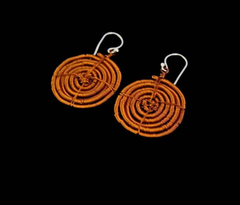 Large copper swirl earrings