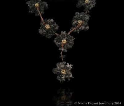 Gemstone and copper flower necklace