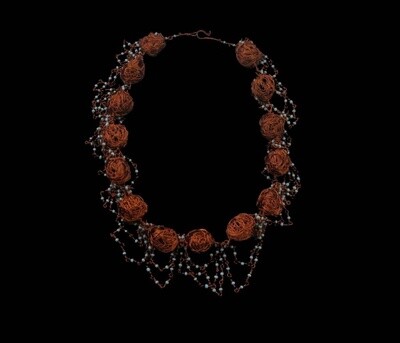 Copper bead necklace with turquoise beads