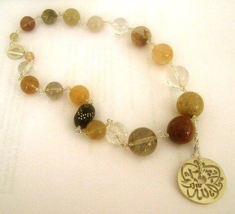 LARGE STONE NECKLACE WITH DISC
