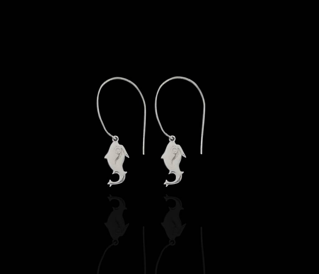 Silver Jerash Fish Hoop Earrings