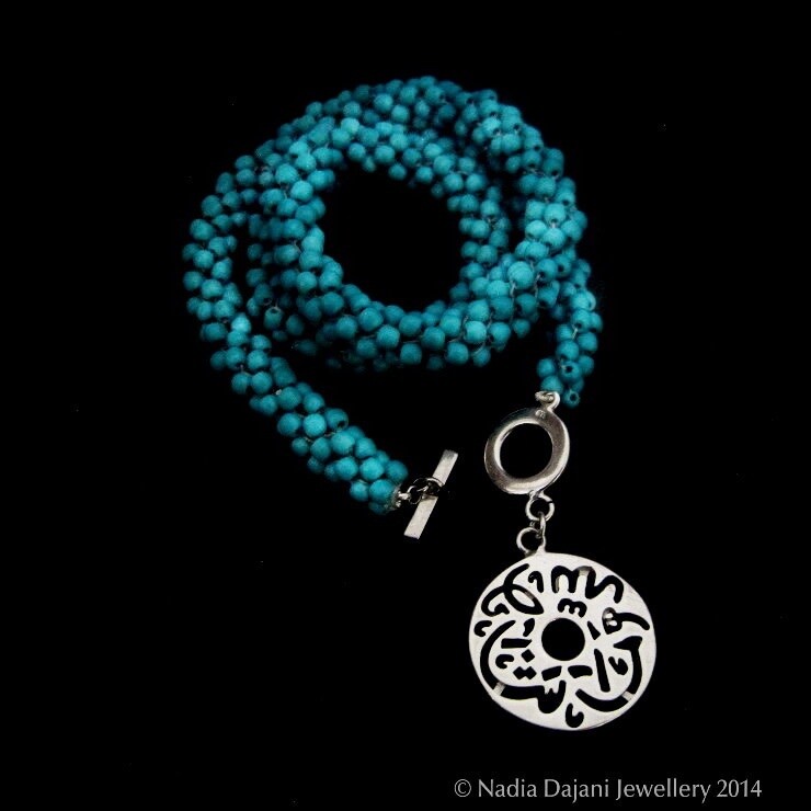 CROCHET NECKLACE WITH CLOSURE &amp; MASHA&#39;ALLAH DISC DROP