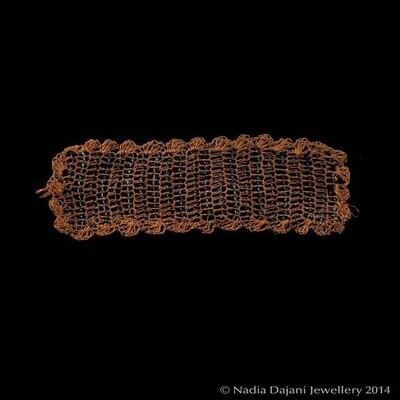 Copper crochet bracelet with glass beads