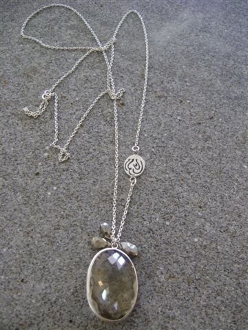 LONG CHAIN NECKLACE WITH WORD &amp; LARGE STONE