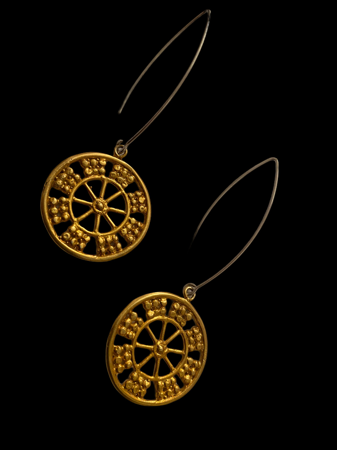 LONG OVAL EARRINGS WITH WHEEL OF FORTUNE