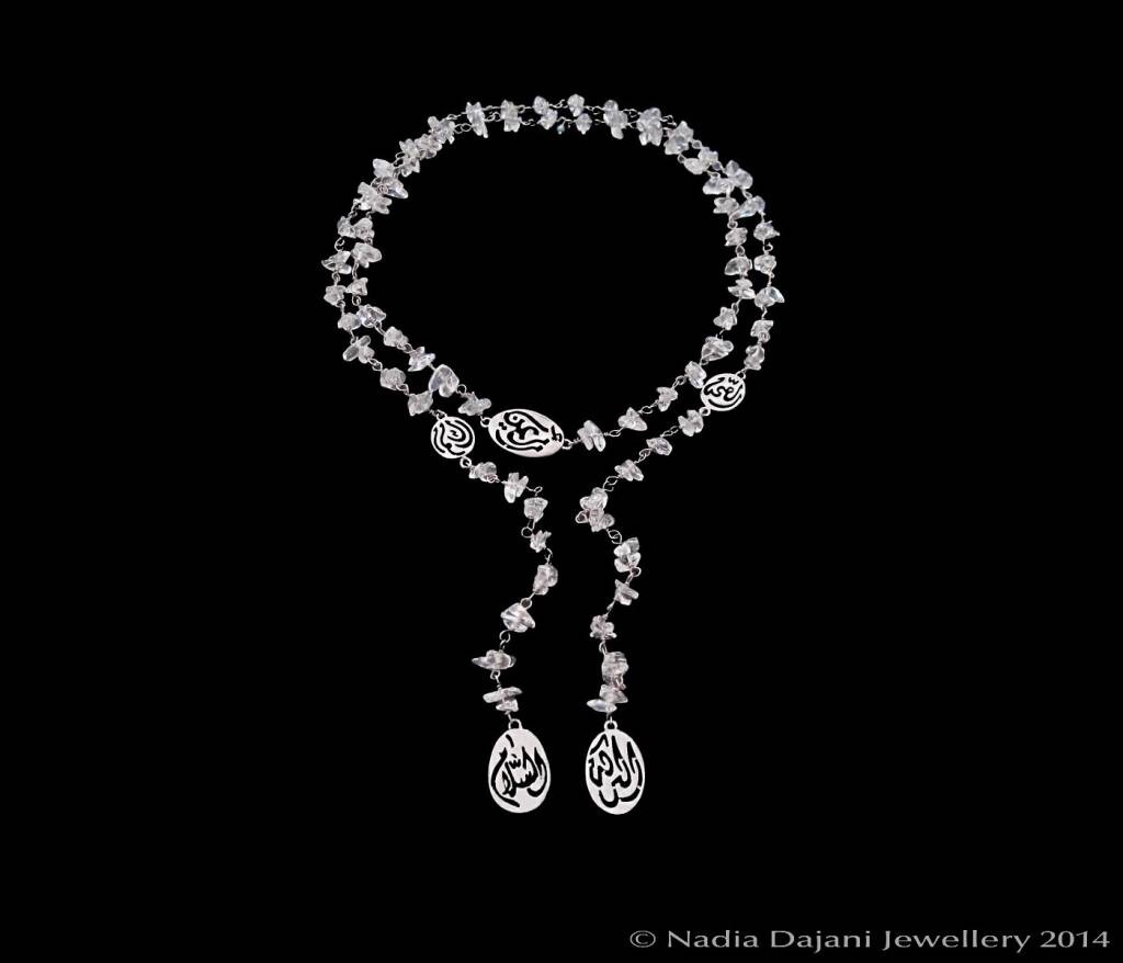 SILVER SALAM TIE STONE NECKLACE
