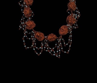 Copper bead necklace with turquoise beads
