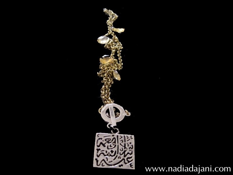 NIMAH SQUARE SILVER ON GP CHAIN AND CUT CITRINES