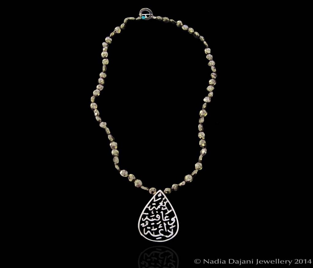 HAND CUT GEMSTONE NECKLACE WITH NIMAH SILVER PENDANT