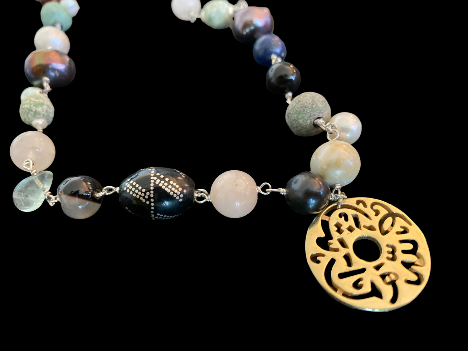 MIXED GEMSTONE NECKLACE WITH MASHALLAH