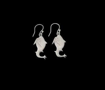 Silver Jerash Fish Earrings With French Hook
