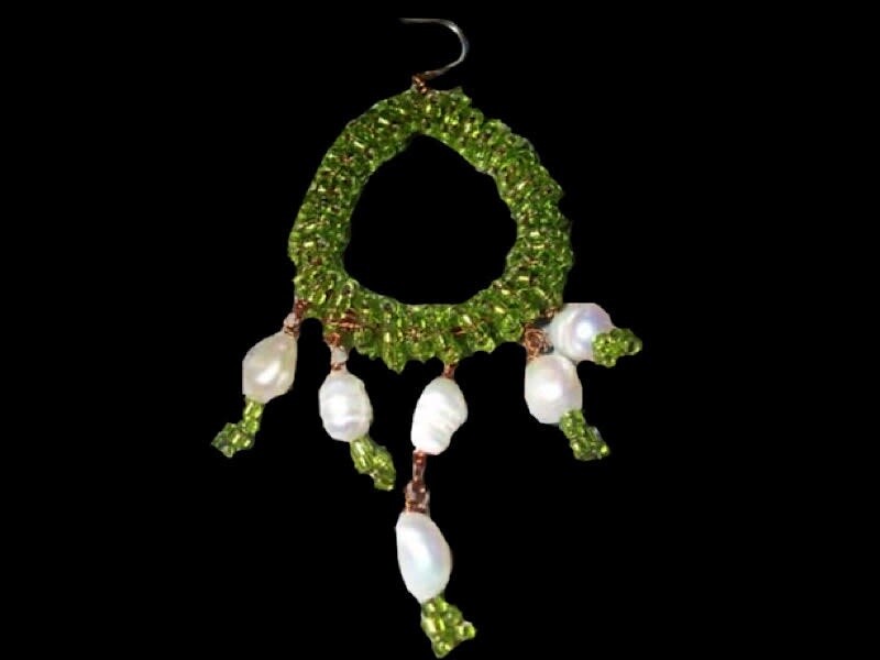 HOOP BEAD EARRINGS WITH PEARL DROPS