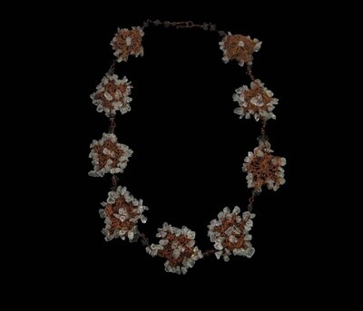 Long lace flower necklace with gemstone trim