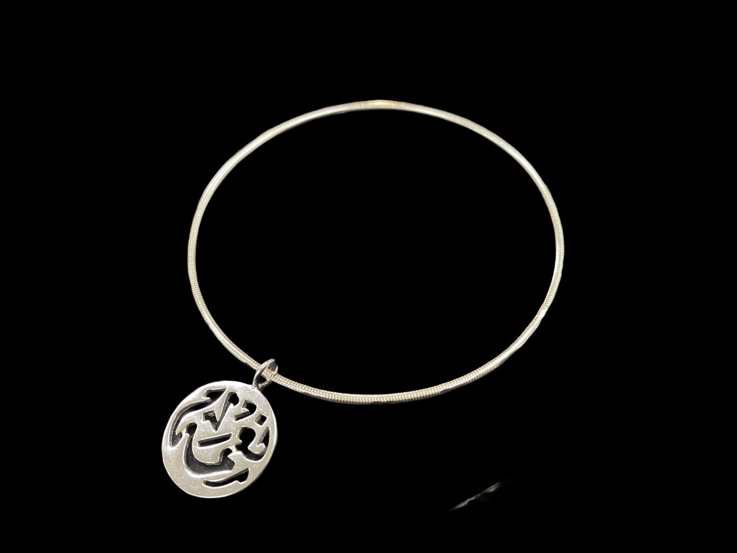 SILVER BANGLE WITH NIMA PENDANT