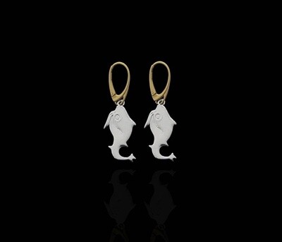 Silver Jerash Fish Earrings With Gold Plated French Hook