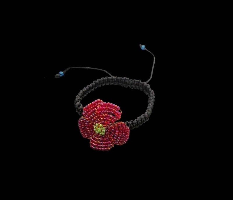 Pansy bracelet on cord