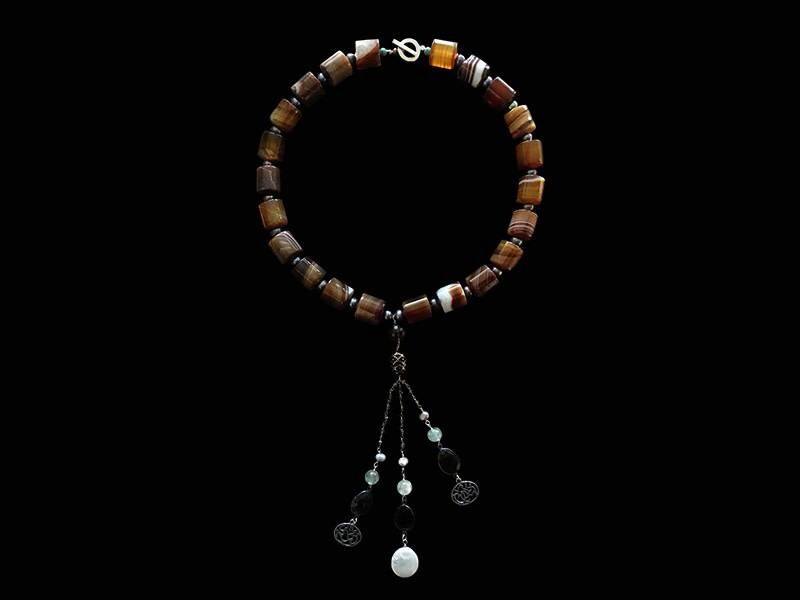 LARGE STONE NECKLACE WITH NIMA AFIA TASSEL
