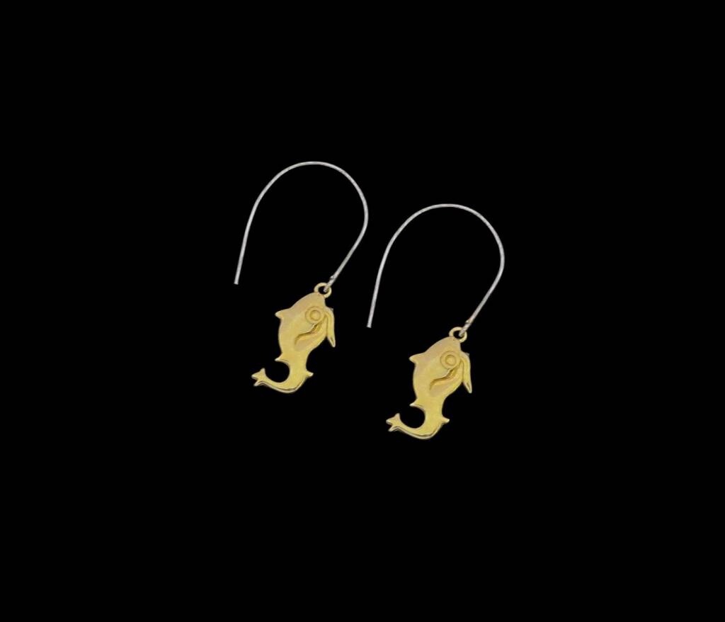 Gold Plated Jerash Fish Hoop Earrings