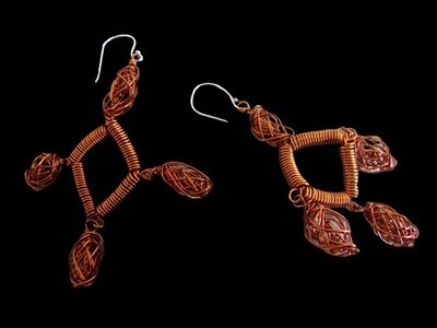 Copper trapeze earrings