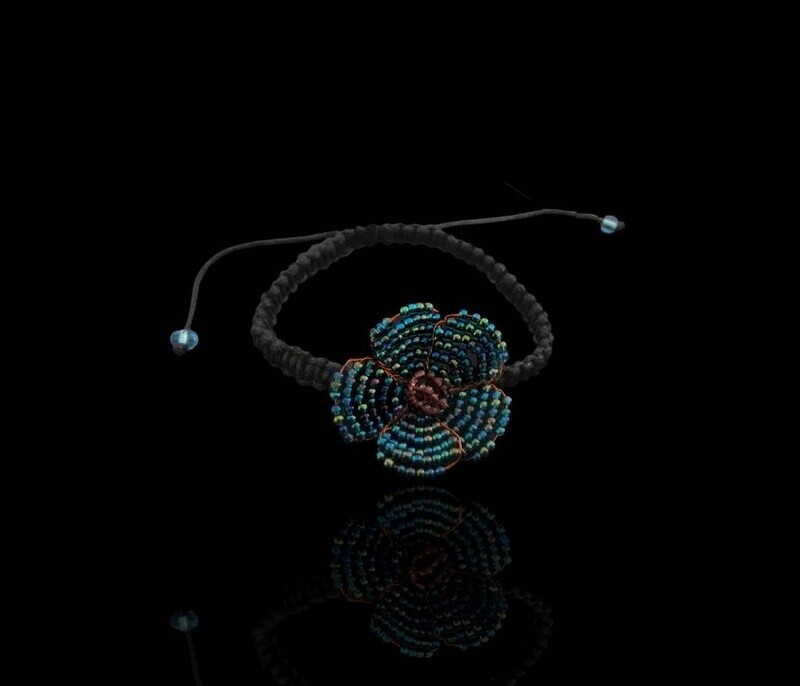Pansy bracelet on cord