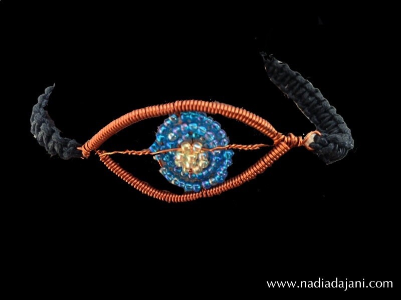 Blue eye bracelet on cord