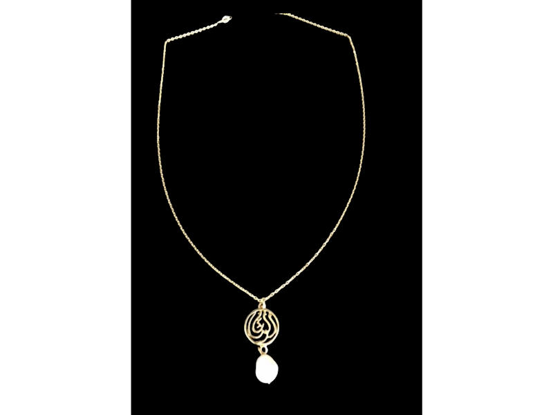 GP SILVER CHAIN WITH SILVER GP SALAM WORD AND PEARL DROP