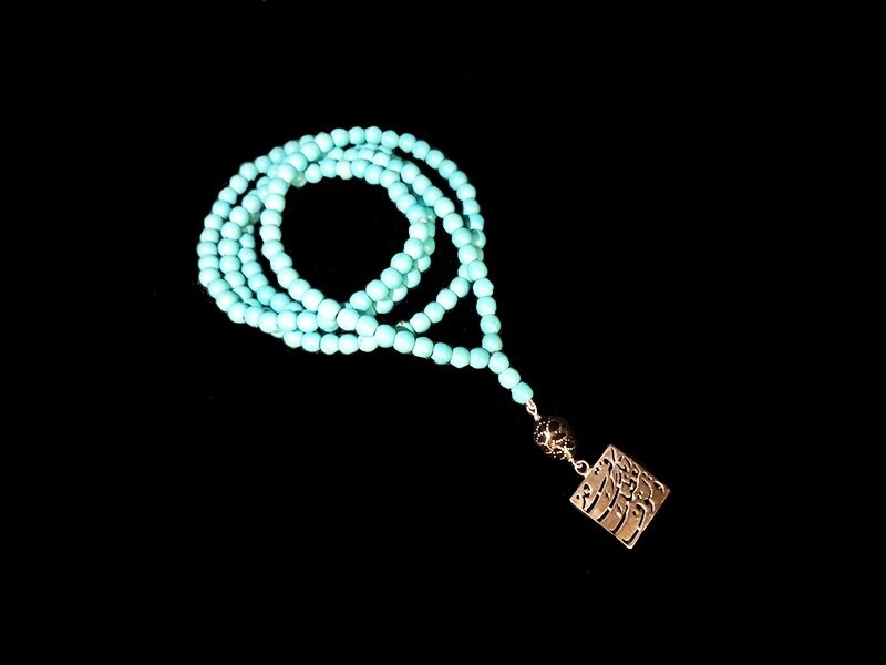 LONG STONE NECKLACE WITH LISAWFA SILVER SQUARE PENDANT