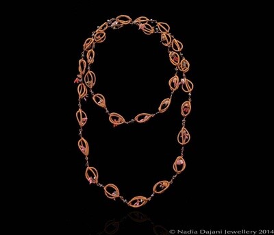 Long copper rib necklace