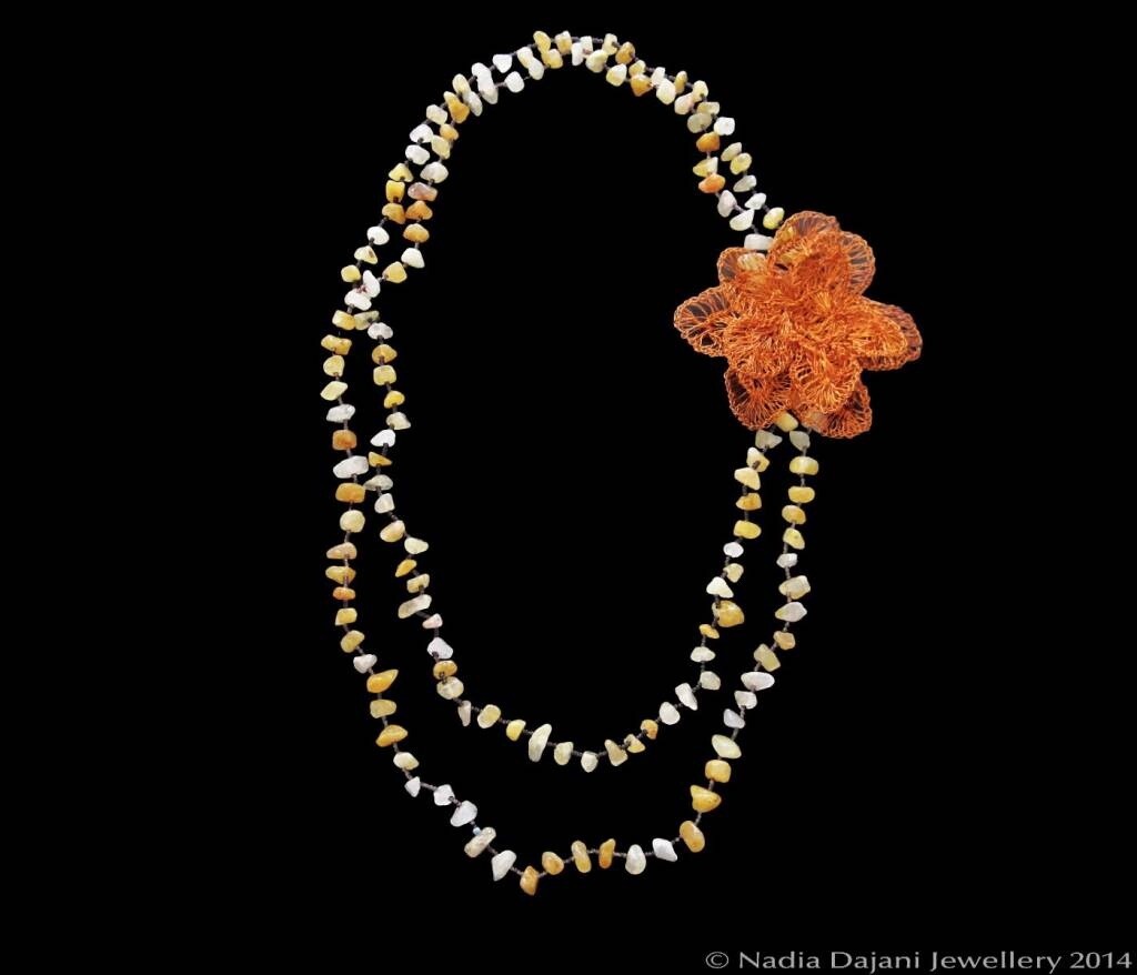 LARGE COPPER FLOWER W DOUBLE CHAIN