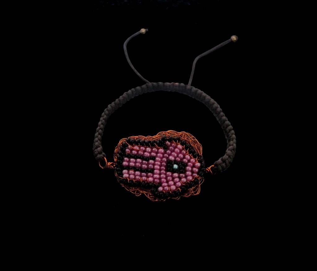Cord bracelet with Hand of Fatima beaded motif
