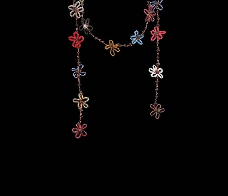 Copper Flower Tie Necklace