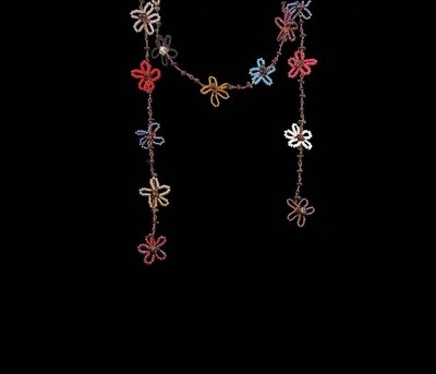 Copper Flower Tie Necklace