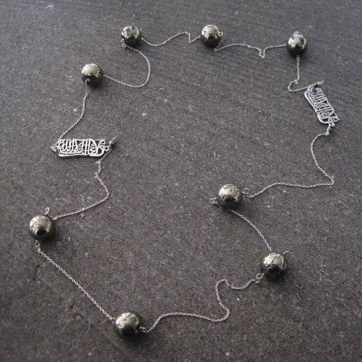 PYRITES NECKLACE SILVER CHAIN LA GHALIBA