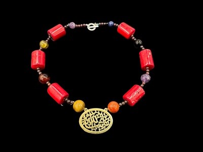 Mixed Gemstone Oval Masha'Allah Necklace
