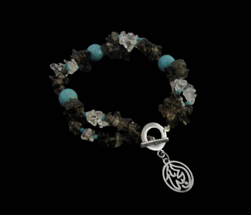 Embroidered Tumbled Gemstone Bracelet with Salam Word