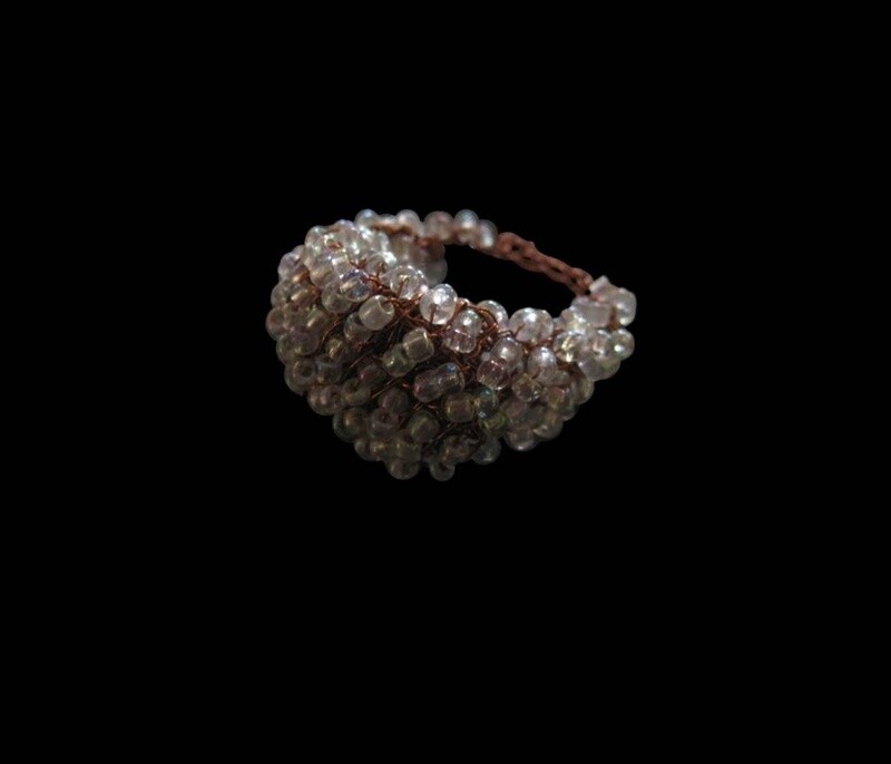 Copper knit bead ring