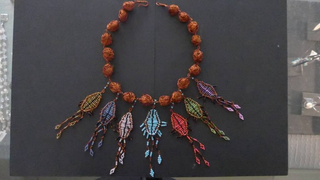 LARGE COPPER WIRE BEADS WITH FALLAHI PENDANTS
