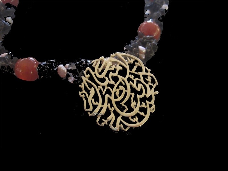MOTHERHOOD NECKLACE GP ON EMBROIDERED GEMSTONES