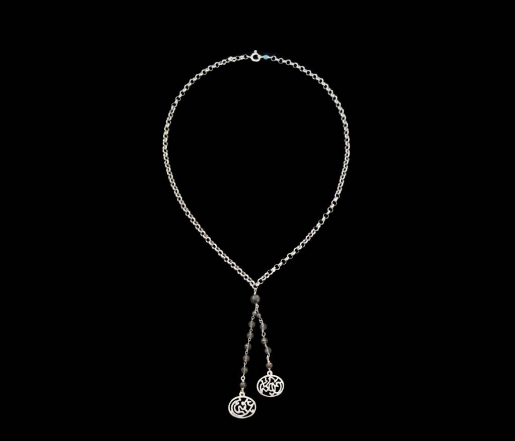 SILVER CHAIN NECKLACE WITH PEARL TASSEL AND GOOD HEALTH ALWAYS