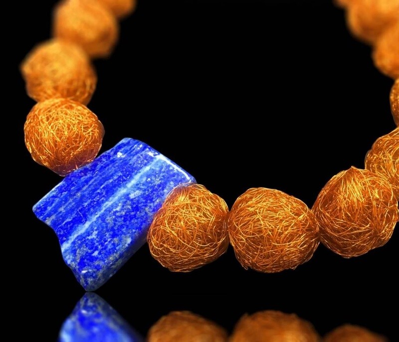 Large Copper Bead Choker With Central Stone