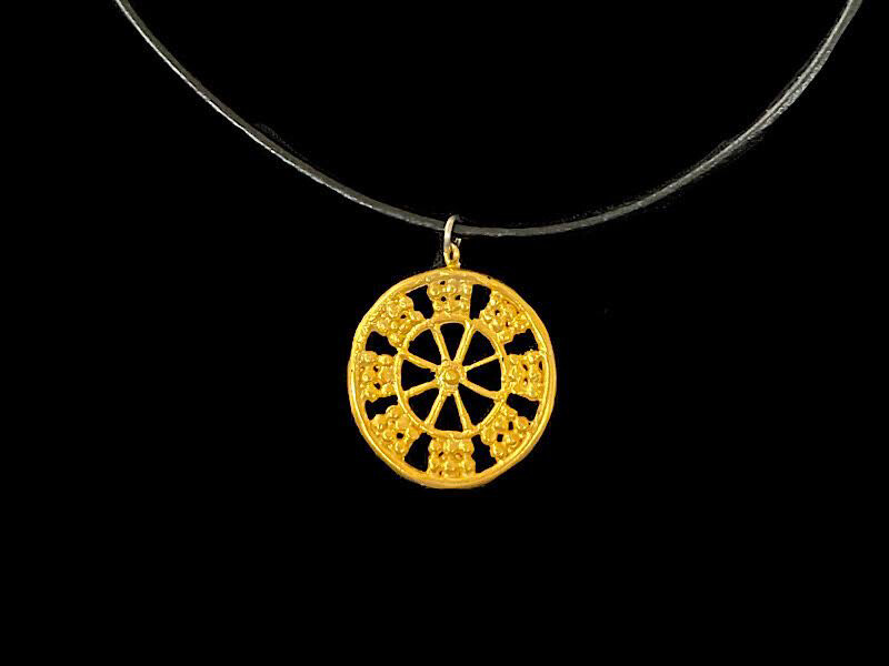 LEATHER NECKLACE WITH WHEEL OF FORTUNE
